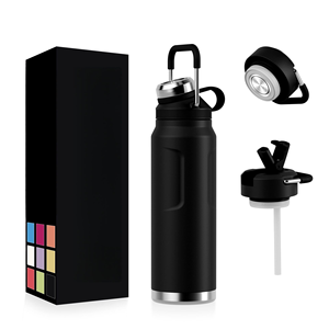 Wholesale Stainless Steel Reusable Vacuum <b>Insulated</b> Wide Mouth Sports Bottle <b>Flask</b> Handle Multiple Lids Convenient for Outdoor - Product Image 1