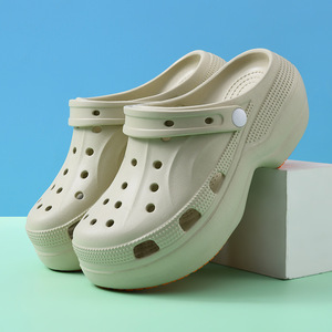 Crocs pour femmes en EVA, antidérapants, respirants, à bout fermé, pour l'été, pour l'extérieur, augmentant la hauteur, blanc, noir, kaki, 35-40 - Product Image 3