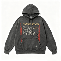 Sweat à capuche à cordon de serrage Kornit DTG, motif tourbillon de fumée vintage, texture craquelée, rayures verticales rouges, imprimé annuel, ourlet côtelé multi-déchiré