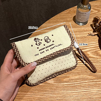 Dompet Wanita Bordir Anjing Kecil Lucu Model Zero Wallet Multi Warna Tas Penyimpanan Portabel Kapasitas Besar