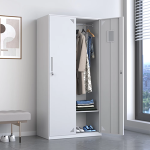 ארון בגדים מודולרי מפלדה, בעל 2 דלתות, קיבולת גדולה, לאחסון בגדים, מתאים לחדר שינה, דירה או מלון, סיטונאי מהמפעל - Product Image 3