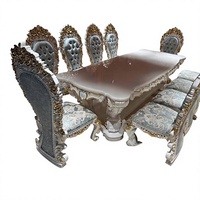 Table de salle à manger rectangulaire en bois massif doré de style européen, grande table de banquet turque, mobilier de salle à manger classique royal