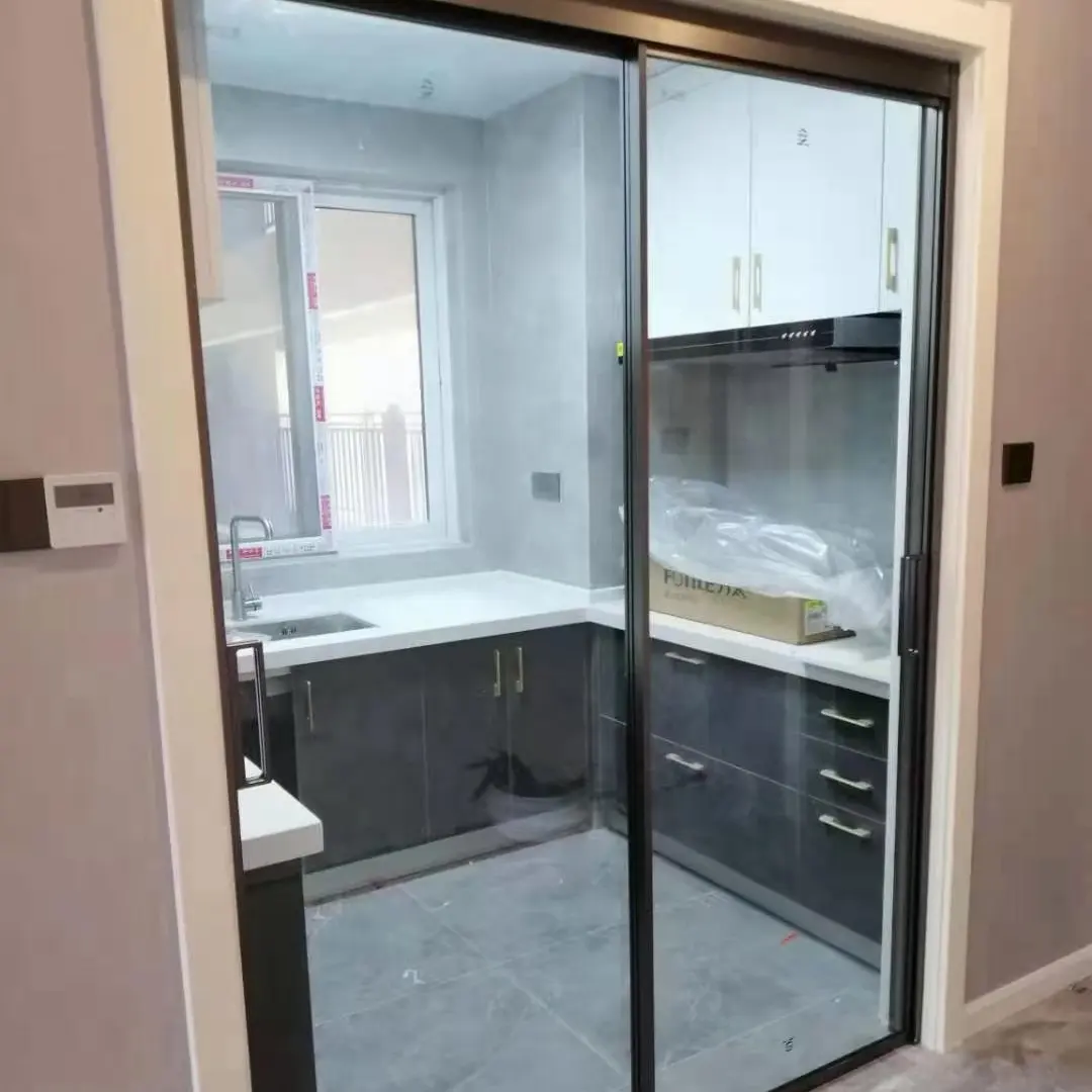 Минималистичная закаленная волнистая художественная стеклянная раздвижная дверь из двух частей для кухни Дымчатая стеклянная дверь для душа