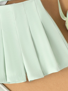 Completo estivo transfrontaliero da <span class=keywords><strong>bambina</strong></span>: top a canotta verde con fiore 3D + pantaloncini a pieghe, set due pezzi dolce - Product Image 5