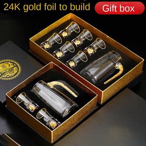 高級ワンカップホームワインセット金箔白ガラスクリスタルディバイダーショット & 弾丸ガラスビジネスギフト用 - Product Image 2