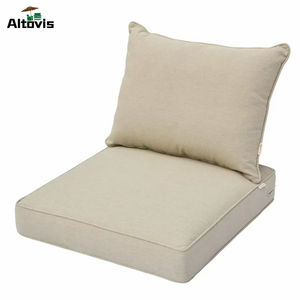 أريكة خارجية مربعة من قماش البوليستر فائقة الجودة طقم وسادة مقعد عميقة متينة مقاومة للماء مع وسادة مسند للظهر - Product Image 1