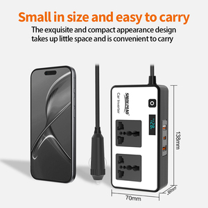 Biến tần điện áp dẫn hiển thị 200W chuyển đổi xe biến tần PD + 3USB + 2 ổ cắm DC 12V đến 110V 220V AC chuyển đổi - Product Image 5