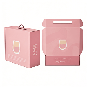 Boîte d'emballage d'expédition imprimée en couleur, boîte <span class=keywords><strong>à</strong></span> vin en carton ondulé personnalisée avec poignée en plastique et insert en carton - Product Image 3