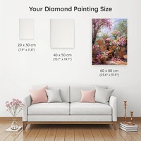 5D Volledige Ronde Boor Diamant Schilderij Lente Tuin Patio Bloemen Stoel 50x65 DIY Knutselpakket Landelijk Bloemrijk Landschap Wanddecoratie