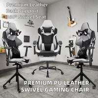 Chaise de bureau gaming pivotante en cuir PU de haute qualité, avec support lombaire, siège rembourré, hauteur réglable, base en métal à gaz – Meilleure vente