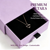 Boîte à bijoux de luxe en carton violet taro, emballage cadeau personnalisé pour ranger bagues, colliers et boucles d'oreilles, avec design gratuit