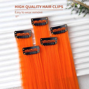 Extensions de cheveux Maiqi 60 cm, lisses, orange, résistantes à la chaleur, style crochet d'oreille, légères et sans couture - Product Image 4