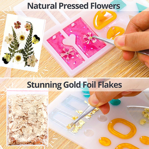 TIMESRUI <span class=keywords><strong>Kit</strong></span> de Résine Époxy 135 Pièces/Set pour <span class=keywords><strong>Bijoux</strong></span>, Fabrication de Boucles d'Oreilles et Moules de Marque-page, Avec Moules pour Débutants, Loisirs Créatifs de Boucles d'Oreilles DIY - Product Image 4