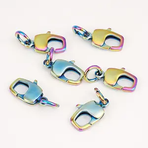 High Quality Metal Lobster Clasp Snap Hook Hardware Wholesale Rainbow Lobster Claw Hooks Custom Lobster Hook Clasp with O Ring