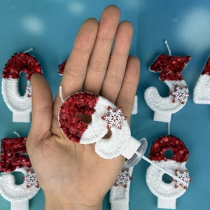 Velas de Cumpleaños Digitales Creativas con Diseño de Copos de Nieve Rojos y Blancos, Cera para Decoración de Pasteles, Caja de Regalo para Celebración de Cumpleaños - Product Image 2