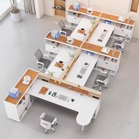 Bureau de personnel pour 5 et 7 personnes avec écran en PVC pour superviseur, porte-cartes, combinaison de chaise de bureau