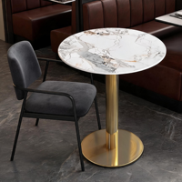 Tables à manger en marbre pour hôtels commerciaux, cafés, tables circulaires/petites modernes et minimalistes, durables, faciles à nettoyer, pour les réunions