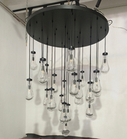 Lustre Moderne Gouttes de Pluie Rond Grand Luminaire Suspendu Haut Plafond Luxe Long Pendentif Goutte de Pluie