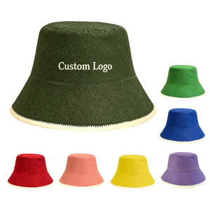 Gorro de sauna bordado al por mayor con logo personalizado, gorro de sauna de fieltro multicolor, gorro de sauna estilo cubo colorido para sala de vapor - Product Image 1