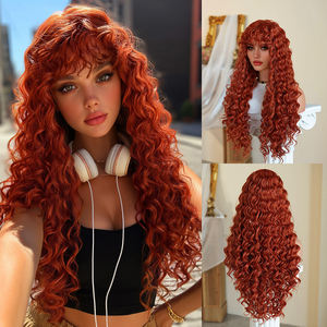 Perruque Lace Frontale en Fibre Afro Kinky Lisse, à Raie Centrale, Résistante à la Chaleur, Douce, Écologique, Pré-bouclée, Couleur Piano - Product Image 5