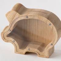 Hucha de madera con forma de animal personalizada con logo, caja de monedas de acrílico transparente con letras