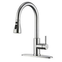 Robinet de cuisine moderne en acier inoxydable brossé, extractible, à levier unique, à arc haute, rotation à 360°, avec cartouche céramique, anti-éclaboussures