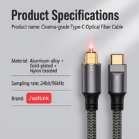 Kabel Audio Optik Justlink Type-C ke SPDIF Dolby DTS 24bit 96kHz Lossless untuk Amplifier Home Theater