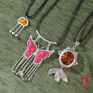 Bamboo Woven Butterfly Necklace Handmade Long Pendant Women's Sweater Chain Gift Accessory Intangible Cultural Heritage Jewelry - Product Image 4