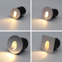 Lumière d'escalier encastrée LED, lampe d'angle en aluminium intégrée, éclairage mural carré et rond pour escaliers et coins