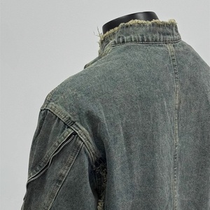 Veste en jean déstructurée à bords bruts, délavée, vintage, hip-hop, de rue, sur mesure, pour homme, veste surdimensionnée, fabricant - Product Image 4