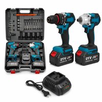 Perceuse à percussion sans fil 21 V haute capacité, sans balais, avec batterie au lithium, 2 vitesses, kit combiné d'outils électriques fiable pour l'entretien