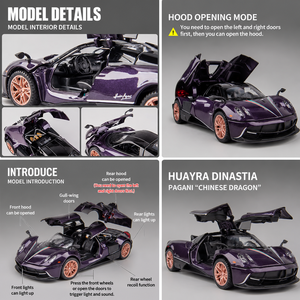 รถสปอร์ต Pagani China Dragon รุ่น 1 32 อัลลอยด์ ของเล่นโลหะสุดเท่ พร้อมเสียงและไฟ สำหรับเด็ก ของสะสม ของตกแต่ง สีสันสวยงาม - Product Image 4