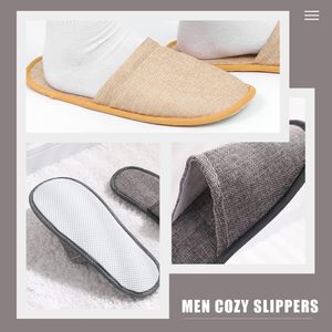 Pantoufles d'hôtel de luxe en lin écologique à bout ouvert, recyclables, avec logo personnalisé, prix d'usine en gros pour invités de mariage - Product Image 2