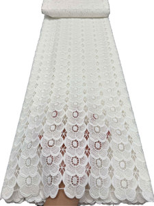 NI.AI Venta al por mayor <span class=keywords><strong>de</strong></span> fábrica: Tela <span class=keywords><strong>de</strong></span> encaje <span class=keywords><strong>de</strong></span> guipur con flores blancas, encaje <span class=keywords><strong>de</strong></span> seda <span class=keywords><strong>de</strong></span> leche soluble en agua, tela <span class=keywords><strong>de</strong></span> encaje bordado <span class=keywords><strong>para</strong></span> bodas Asoebi - Product Image 4