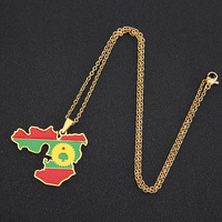 Collier pendentif carte de l'Oromia en émail, nouvelle collection, unisexe, en acier inoxydable, style ethnique, bijou tendance, accessoire de mode