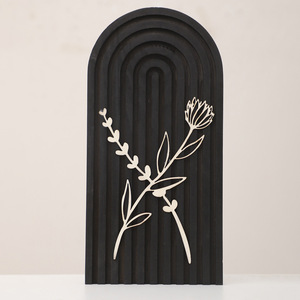 Bandeja Decorativa Floral en Forma de Arco de Madera, Estilo Bohemio, Decoración para Sala de Estar, Adorno Artesanal de Madera Sólida - Product Image 1