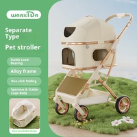 Carrito de Paseo para Mascotas de Aluminio, Plegable con un Clic, Ligero, Lavable, Ajustable, de 4 Ruedas, para Perros y Gatos, Uso en Exteriores