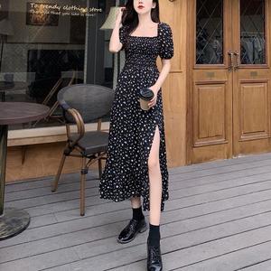 OEM abito intero in Chiffon estivo puro Casual con stampa floreale <span class=keywords><strong>mezza</strong></span> manica a sbuffo lungo collo quadrato traspirante - Product Image 3