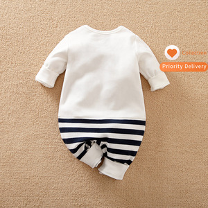 Vêtements pour nouveau-nés, imprimé rayé mignon dinosaure, automne-hiver, vêtements pour bébé à manches longues, combinaison pour bébé garçon, combinaison pour ramper - Product Image 3