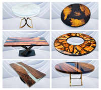 Table côtière en résine époxy avec dessus en planche de bois massif et design en forme de rivière Table basse de bureau en forme de rivière Bureau de direction minimaliste