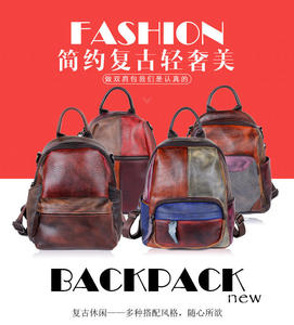 Sac à dos rétro en cuir de vache véritable Andong pour femmes et filles, sac de voyage tendance, grande capacité, sac à bandoulière, sac à main décontracté pour l'extérieur - Product Image 2