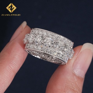 ZUANFA JEWELRY Anillo Ancho con Diamantes Cultivados en Laboratorio, Bañado en Rodio, Estilo Iced Out Bling Hip Hop - Product Image 6