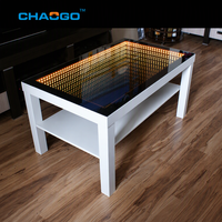 Table basse LED Infinity moderne en verre trempé éclairé avec télécommande pour bar à domicile et usage commercial