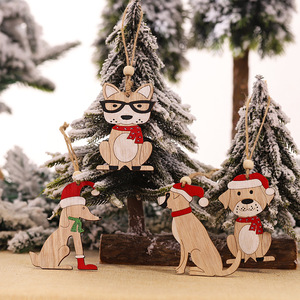 YQ-1211 Ornements de Noël <span class=keywords><strong>en</strong></span> <span class=keywords><strong>bois</strong></span> pour chien, décorations suspendues pour <span class=keywords><strong>arbre</strong></span>, petits chiens, animaux de compagnie - Product Image 4