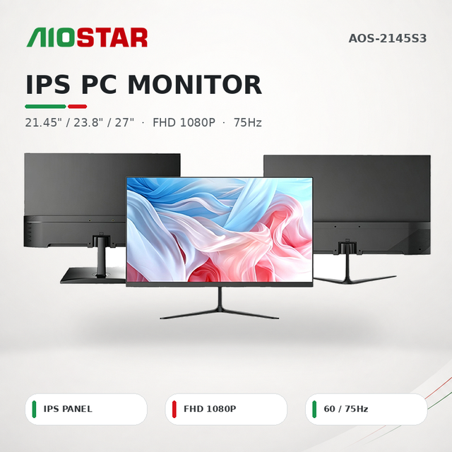 21.45 23.8 27 Inch IPS PC Monitor FHD 1080P 75Hz Slim Bezel Desktop Computer Display Adjustable Stand Wall Mount OEM ODM