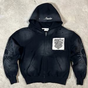 <span class=keywords><strong>Felpa</strong></span> in spugna <span class=keywords><strong>di</strong></span> cotone lavata con cappuccio Unisex personalizzata oversize con Zip <span class=keywords><strong>Spider</strong></span> <span class=keywords><strong>felpa</strong></span> da uomo e da donna con colletto corto e cappuccio - Product Image 1