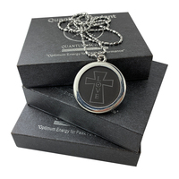 Pendentif HOONNI Premium en pierre de lave à énergie scalaire quantique, croix LOVE, cadre en acier inoxydable, bijou bien-être aux ions négatifs, idéal pour un cadeau