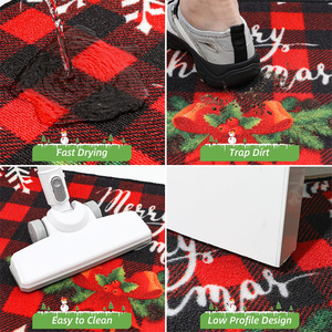 Alfombrilla de entrada lavable de perfil bajo antideslizante a cuadros de búfalo rojo, alfombrilla de puerta de <span class=keywords><strong>Navidad</strong></span> para puerta delantera y trasera interior - Product Image 4