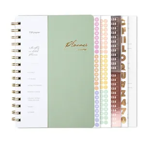 Venda quente A5 couro espiral encadernado Agenda Custom Undated Softcover Escritório Papelaria Planner - Product Image 1