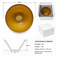 Mangkuk Kaca Amber 112mm 209ml, Mangkuk Dessert Bergaris, Bebas Timbal, Mangkuk Permen Kacang, Logo Custom OEM, Grosir Pabrik